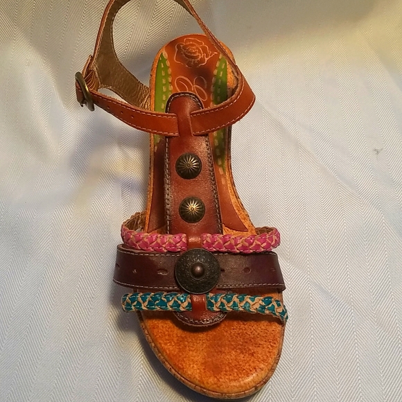 Elite sandals by Corkys Spring Summer leather Hand painted women's 7 - Picture 3 of 14